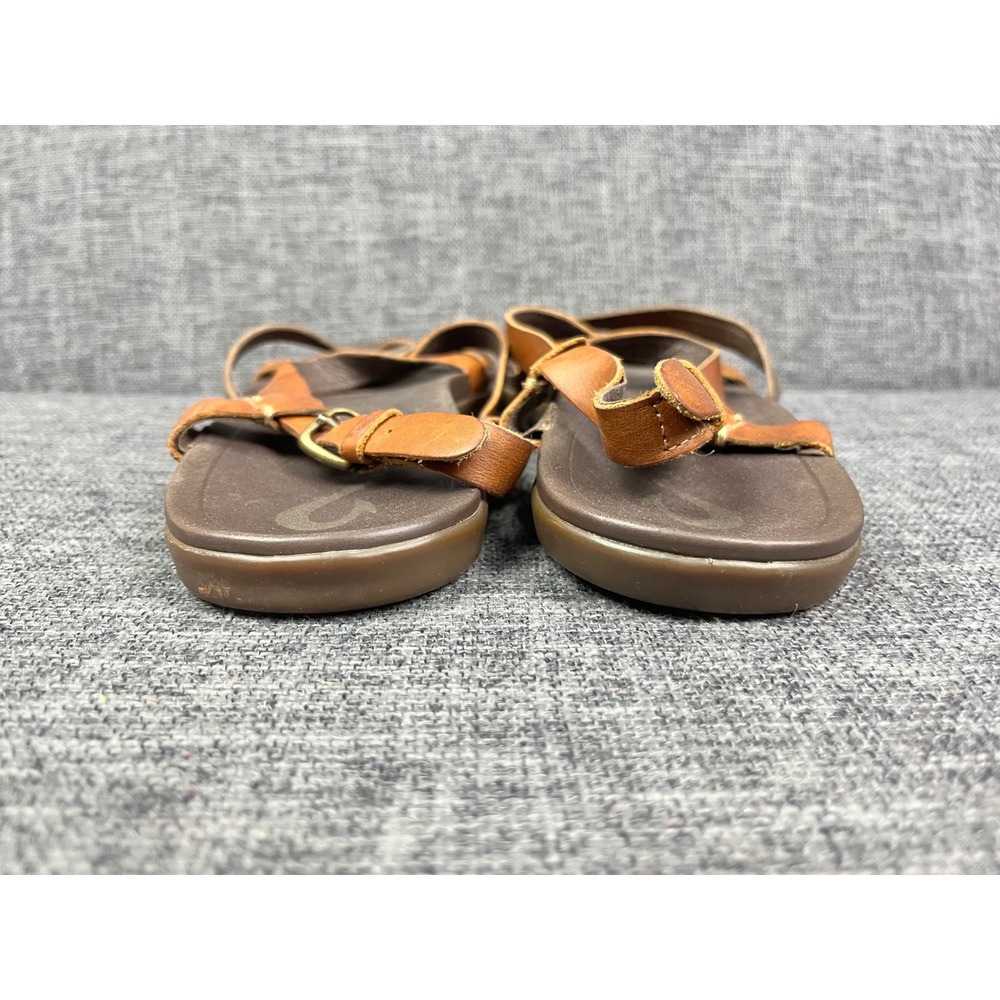 OluKai Upena Sandals Womens 9 Kona Coffee Champagne Leather Strappy - Picture 6 of 14